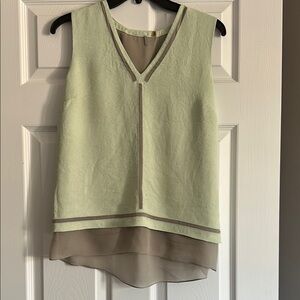 Green Sleeveless Top with silk lining and inserts